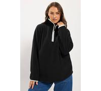 Yours Women's Fleece Half Zip in Black | Size: 18