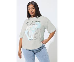 Yours Women's 'Fleur Du Jardin' Foil T-Shirt in Grey | Size: 20 Yours Grey 20
