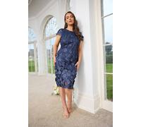 Yours Women's Floral 3D Embroidered Shift Dress in Mid Navy | Size: 20