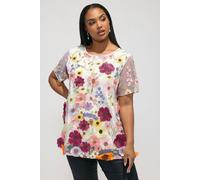 Yours Women's Floral 3D Embroidered T-Shirt in White | Size: 24