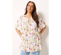 Yours Women's Floral Angel Sleeve Blouse in White | Size: 16