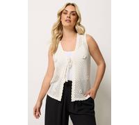 Yours Curve White Floral Applique Knitted Vest - Women's - Plus Size Curve