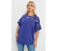 Yours Curve Blue Floral Burnout Boxy T-Shirt - Women's - Plus Size Curve