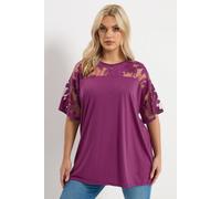 Yours Curve Pink Floral Burnout Boxy T-Shirt - Women's - Plus Size Curve