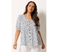 Yours Curve Floral Button Front Top - Women's - Plus Size Curve White