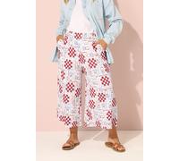 Yours Floral Check Crinkle Midaxi Culottes In White White 22-24
