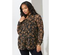 Yours Women's Floral Chiffon Shirt in Black | Size: 20 Yours Black 20