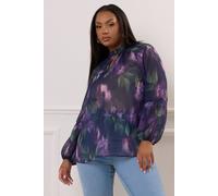 Yours London Curve Floral Crochet Trim Blouse - Women's - Plus Size Curve Purple