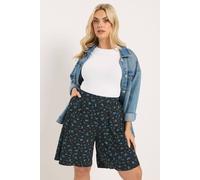 Yours Women's Floral Ditsy Shorts in Black | Size: 16 Yours Black 16