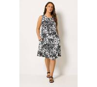 Yours Women's Floral Drape Pocket Dress in Black | Size: 18