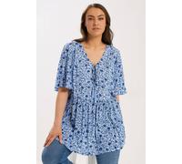 Yours Curve Floral Embellished Tie Neck Top - Women's - Plus Size Curve