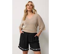 Yours Curve Floral Embroidered Hem Shorts - Women's - Plus Size Curve