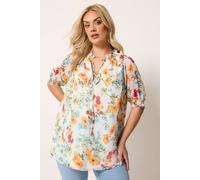 Yours Women's Floral Frill Neck Blouse in Cream | Size: 18 Yours Cream 18