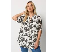 Yours Women's Floral Frill Neck Blouse in White | Size: 18 Yours White 18