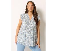 Yours Women's Floral Frill Sleeve Blouse in White | Size: 20 Yours White 20
