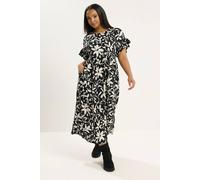 Yours Curve Floral Frill Sleeve Dress - Women's - Plus Size Curve Black