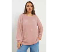Yours Curve Floral Knitted Jumper - Women's - Plus Size Curve Pink