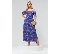 Yours Women's Floral Maxi Dress in Cobalt | Size: 20