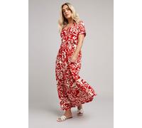 Yours Curve Floral Textu Wrap Dress - Women's - Plus Size Curve Red