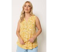 Yours Women's Floral Notch Neck Vest Top in Yellow | Size: 20