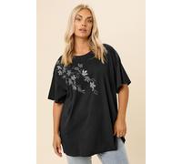 Yours Curve Floral Oversized Sequin Top - Women's - Plus Size Curve Black