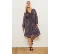 Yours Women's Floral Paisley Smock Mini Dress in Purple | Size: 22-24 Yours Purple 22-24