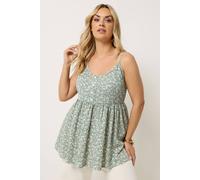 Yours Women's Floral Peplum Vest Top in Pale Green | Size: 26/28