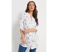 Yours Women's Floral Pintuck Blouse in White | Size: 22/24
