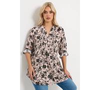 Yours Curve Dusky Pink Floral Pintuck Blouse - Women's - Plus Size Curve