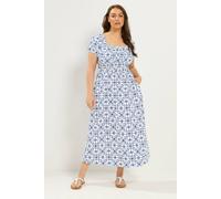 Yours Women's Floral Poplin Bardot Dress in White | Size: 22-24 Yours White 22-24