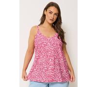 Yours Women's Floral Print Button Cami Vest Top in Pink | Size: 30-32 Yours Pink 30-32