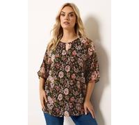Yours Women's Floral Print Keyhole Detail Top | Size: 26/28