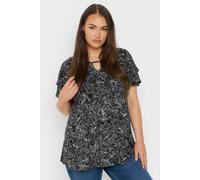 Floral Print Keyhole Top Yours Black 30-32