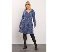 Yours Women's Floral Print Pleat Front Dress in Blue | Size: 26-28 Yours Blue 26-28