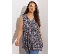 Yours Women's Floral Print Swing Vest Top in Black | Size: 20 Yours Black 20