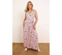 Yours Curve Floral Print Wrap Maxi Dress - Women's - Plus Size Curve Pink
