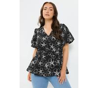 Yours Women's Floral Puff Sleeve Blouse in Black | Size: 20