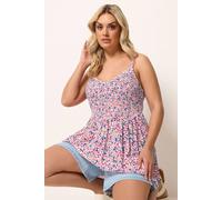 Yours Curve Ditsy Floral Shirred Cami Top - Women's - Plus Size Curve