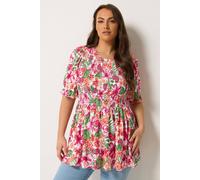 Yours Women's Floral Shirred Puff Sleeve Top | Size: 18