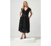 Yours Women's Floral Skater Dress in Black | Size: 24