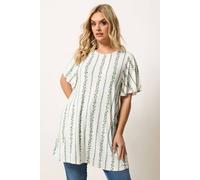 Yours Women's Floral Stripe Tunic Top in Off-White | Size: 18 Yours Off-White 18