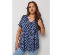 Yours Curve Blue Floral Swing Top - Women's - Plus Size Curve