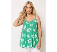 Yours Women's Floral Swing Vest Top in Green | Size: 26/28