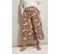 Yours Curve Floral Print Textured Midaxi Culottes - Women's - Plus Size Curve Brown