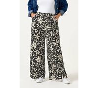 Yours Curve Floral Textured Trousers - Women's - Plus Size Curve Black