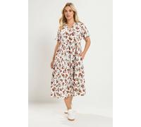 Yours Curve Ivory Floral Tiered Dress - Women's - Plus Size Curve