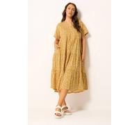 Yours Curve Yellow Floral Tiered Maxi Dress - Women's - Plus Size Curve