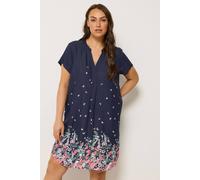 Yours Women's Floral Tunic Dress in Dark Blue | Size: 20