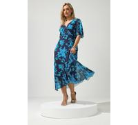 Yours London Curve Navy Blue Floral Mesh Ruffle Hem Dress - Women's - Plus Size Curve