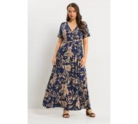 Yours Curve Blue Floral Wrap Dress - Women's - Plus Size Curve